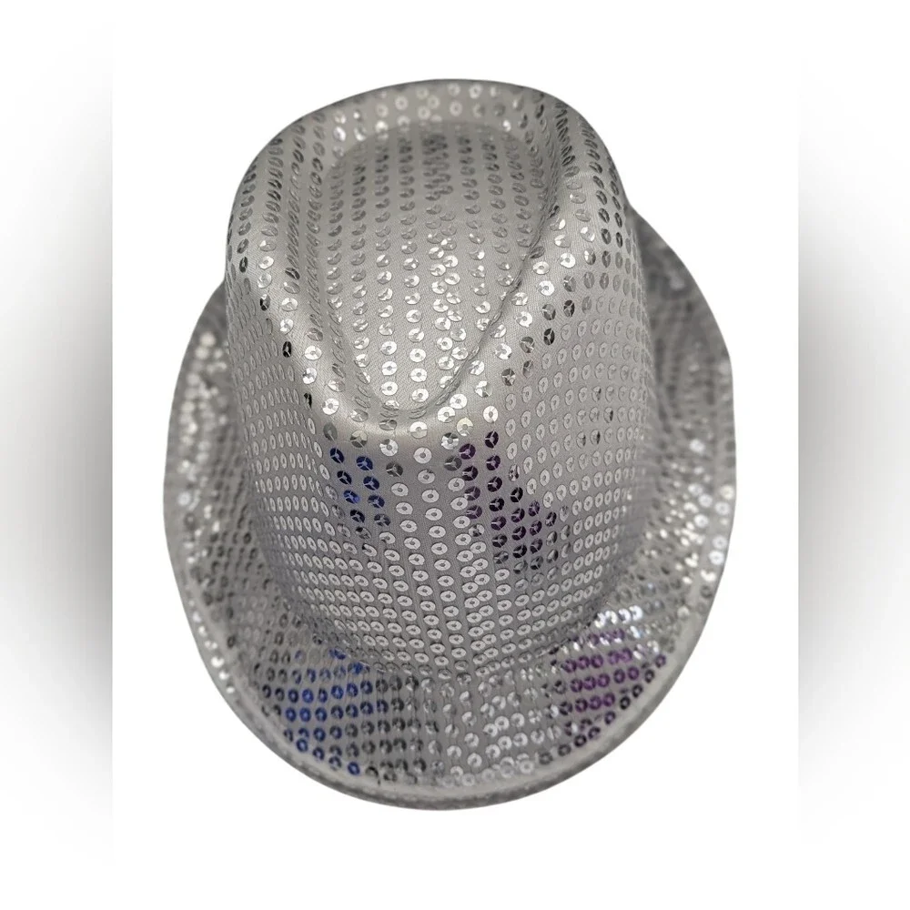 NWT Solid Color Sequins Glitter Party Fedora Hats - Blue, Silver, & Purple